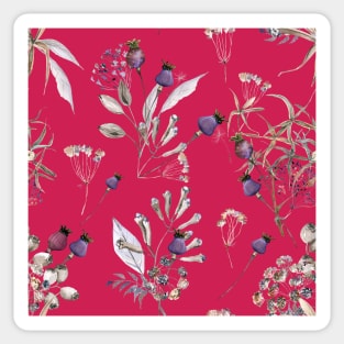 Color of the Year Viva Magenta Vintage Florals Sticker